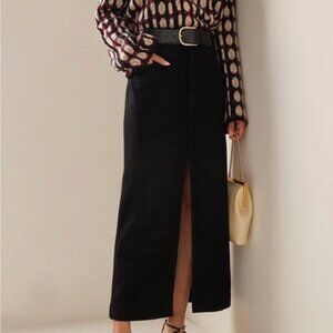 Khaite Neer Black Denim Slit Front Maxi Skirt